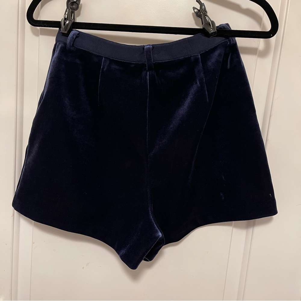 Lauren Conrad Runway Blue Velvet Shorts Floral Embroidered Coquette Boho Size 8 - Picture 6 of 13